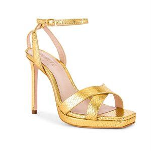 Schutz Ava Gold Snake Metallic Heels